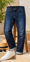 DANNY SAINTS #007 Men's Premium Dark Indigo Blue Denim Jeans – Classic Straight-Leg Casual Summer Fashion